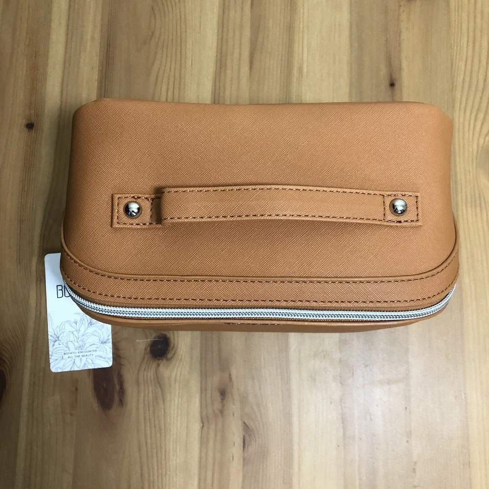 BOYATU Cosmetic Travel Makeup Toiletry Tote Bag Set of 3 Brown Waterproof